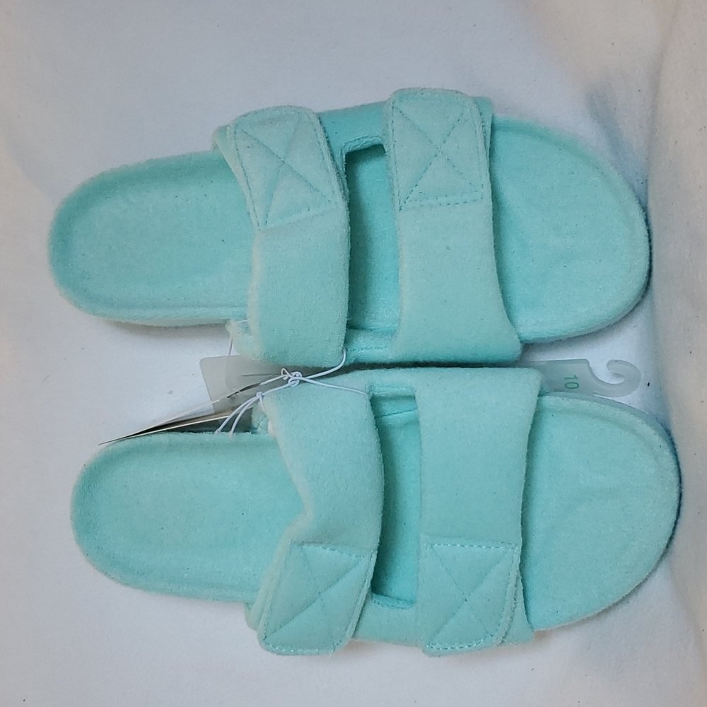 A NEW DAY SIZE 10 TURQUOISE SLIP ON SANDALS